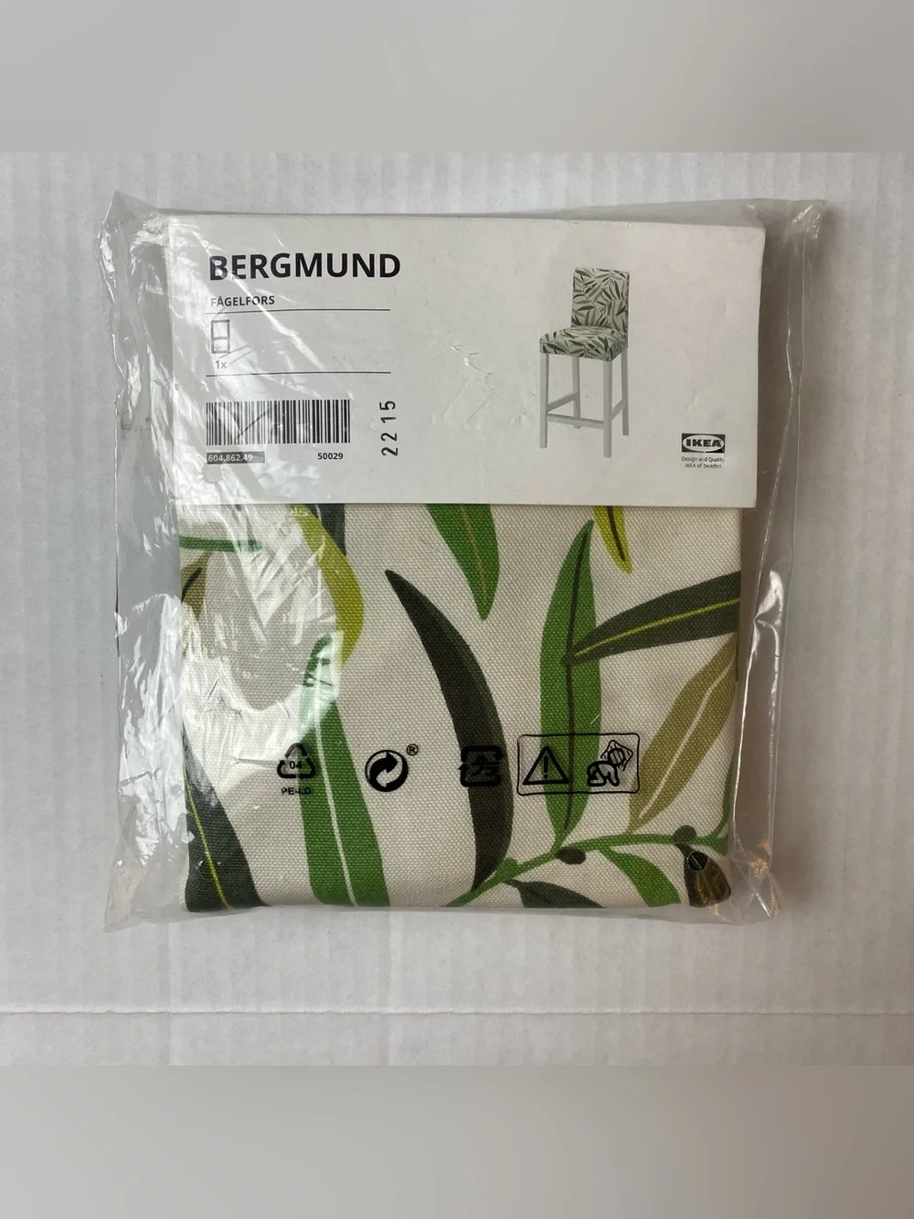 IKEA Bergmund Fagelfors Chair Cover Leaves Print New 100% Cotton